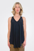 V Neck Asym Tank - Black by Serie Numerica | 25 South Boutiques