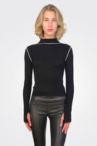 Stitch Mockneck - Black by 360 Cashmere | 25 South Boutiques