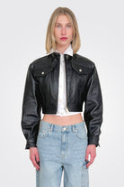 Faux Leather Crop Jacket - Black by Moschino | 25 South Boutiques
