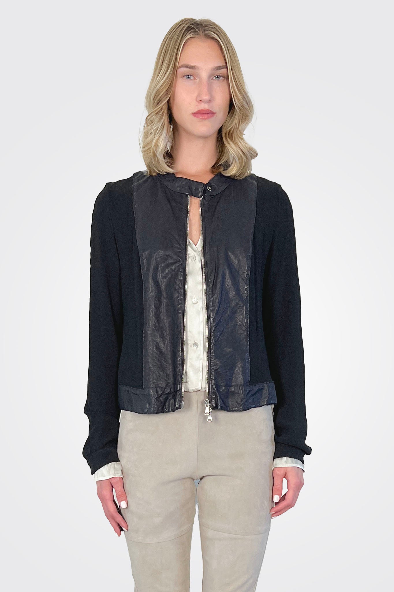 Leather Mix Media Jacket - Black by Transit Par-Such | 25 South Boutiques