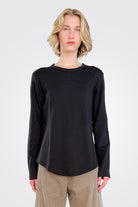 Semi Thick Long Sleeve Tee - Black by Lurdes Bergada | 25 South Boutiques