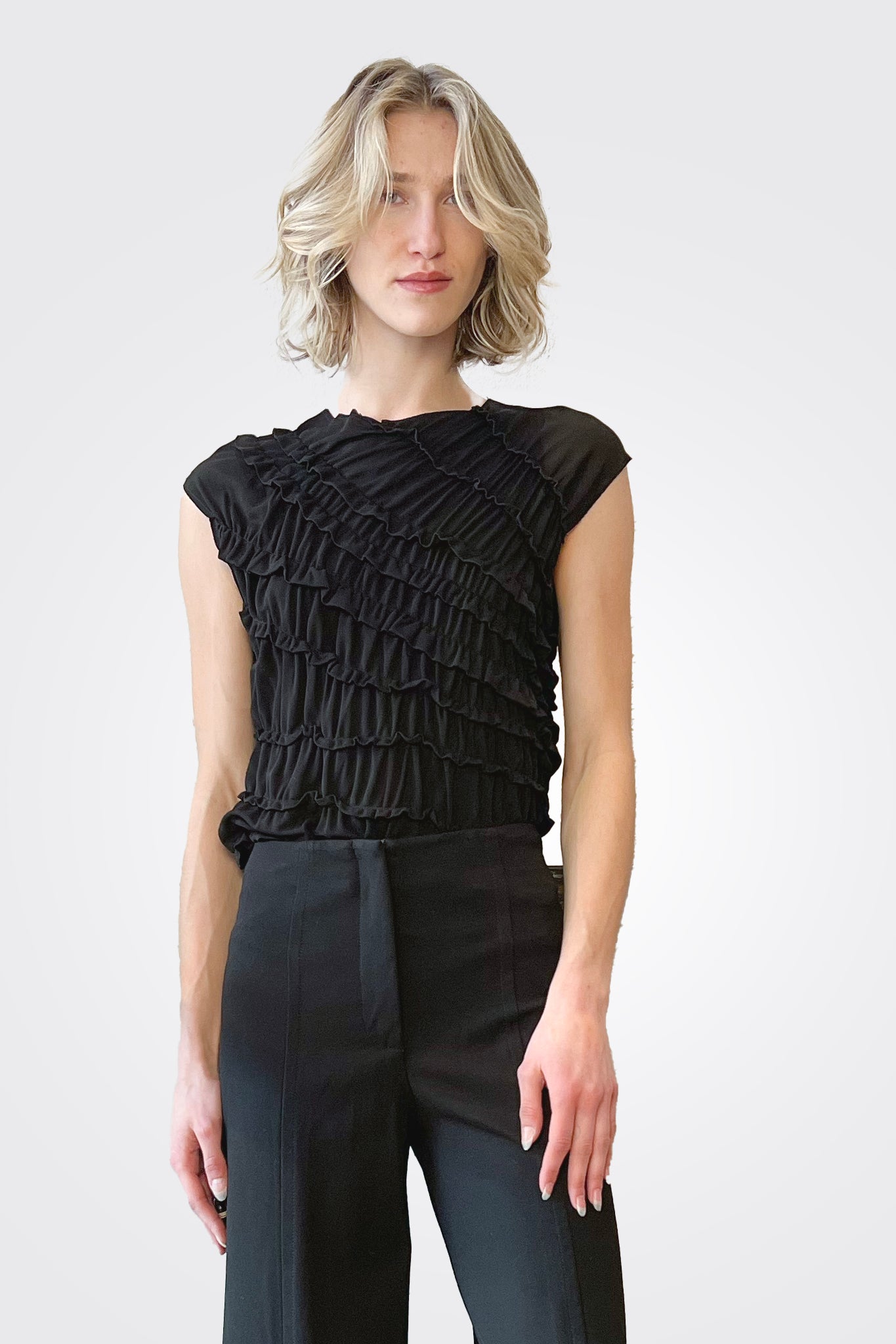Ruffle Blouse - Black by Liviana Conti | 25 South Boutiques