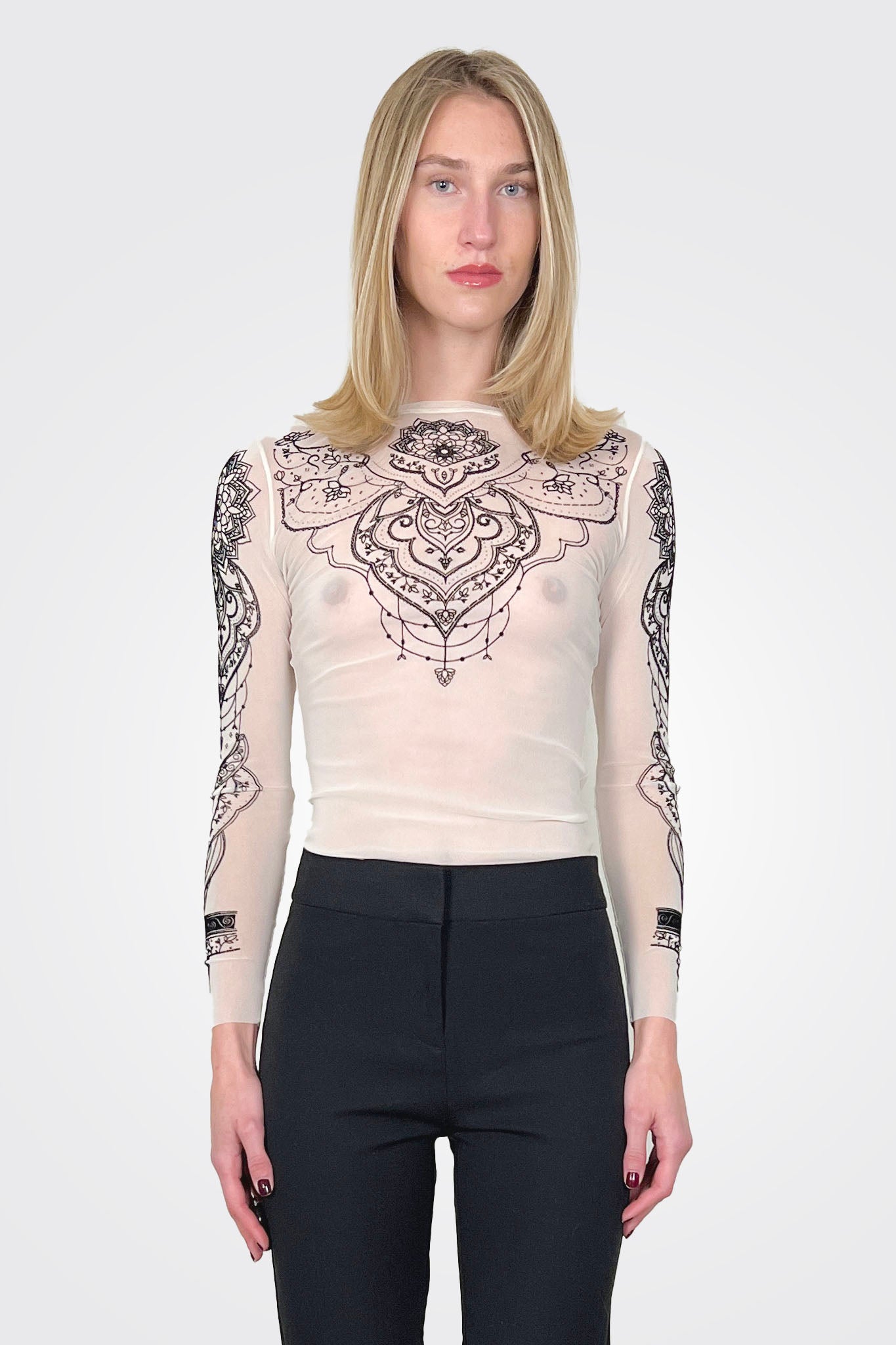 Tulle Tatto Flock Shirt - Black by D. Exterior | 25 South Boutiques