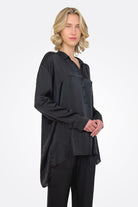 Silk Oversized Button Down - Black by Private 0204 | 25 South Boutiques