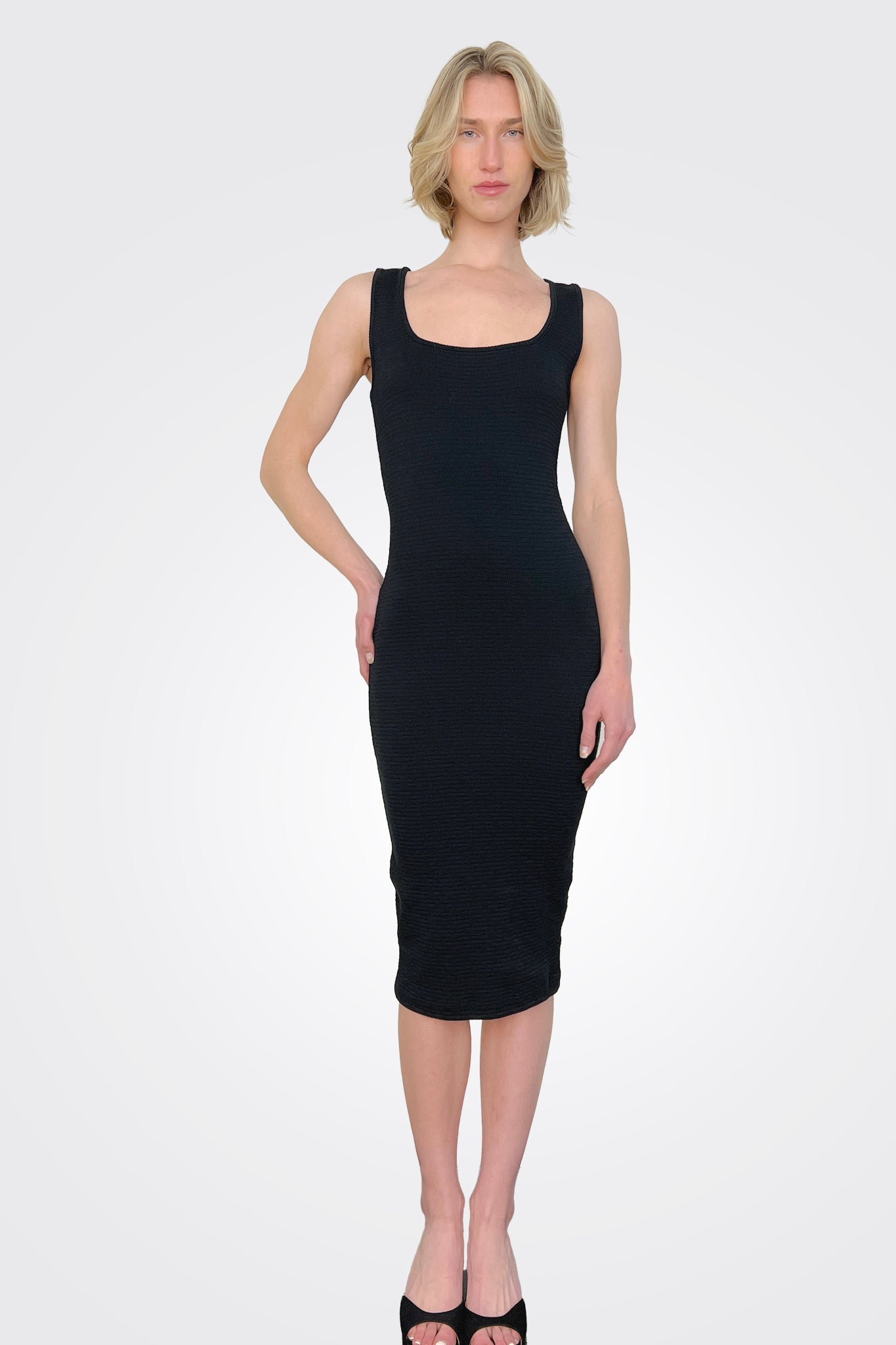 Puckered Knit Dress - Black by Enza Costa | 25 South Boutiques
