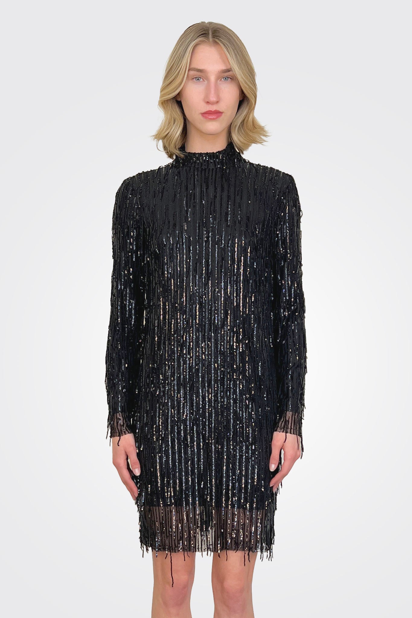Short Sequin Dress - Black by MeiMeij — alternate view