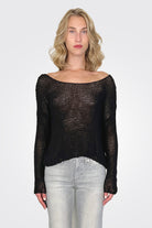 Hand Knitted Cotton Pullover - Black by Umit Unal | 25 South Boutiques