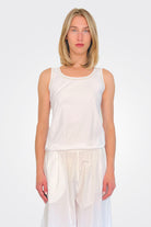 Detail Neck Jersey Cotton Tank - Bianco by D. Exterior | 25 South Boutiques