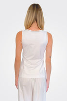 Detail Neck Jersey Cotton Tank - Bianco by D. Exterior — view 3