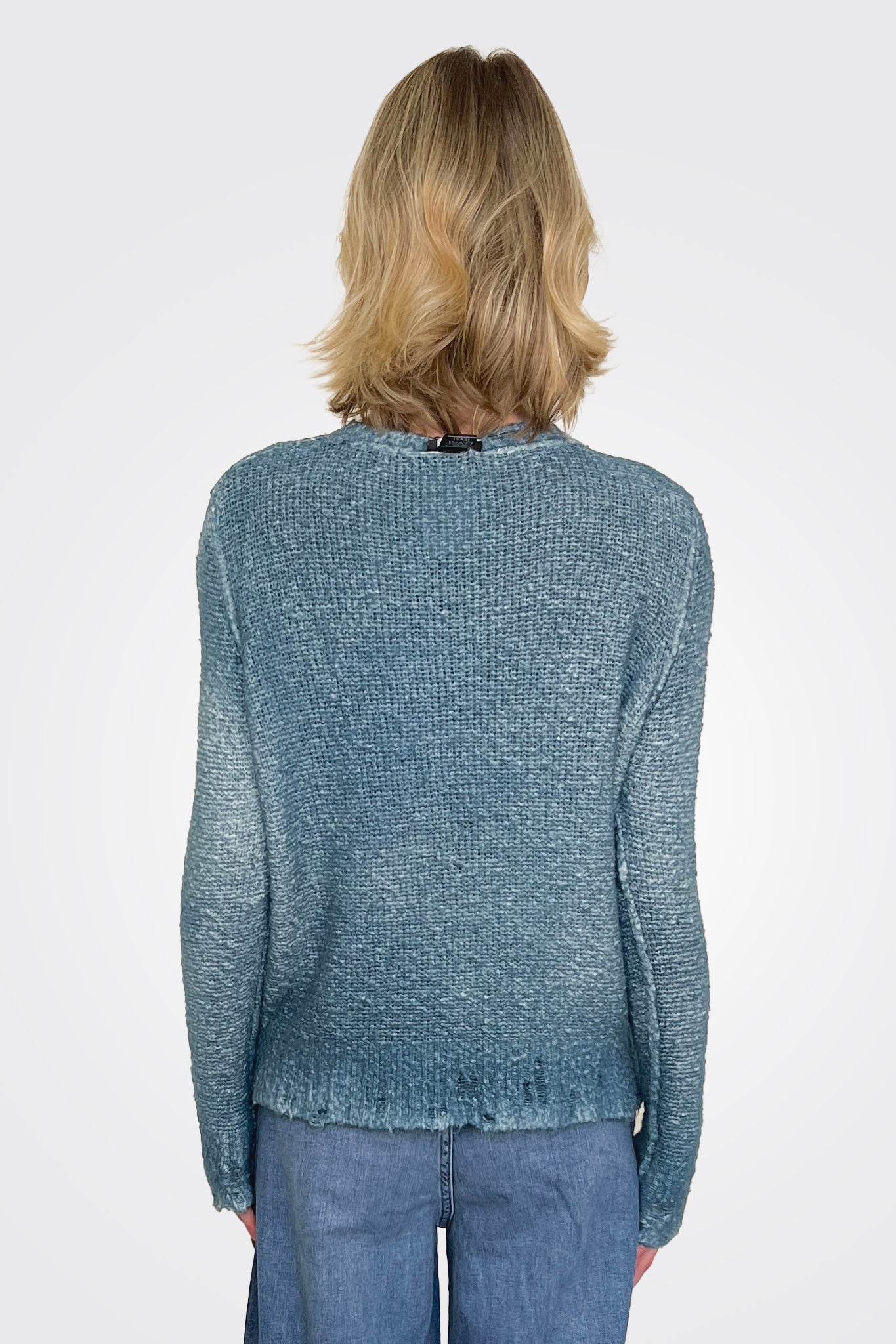 Reversible Knit Pullover - Blue Teal by Avant Toi — view 3