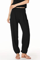 Smocked Beach Pant w/ Pockets - Black by Bobi — view 3