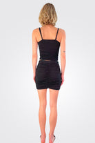 Shirred Mini Skirt - Black by Bobi — view 3