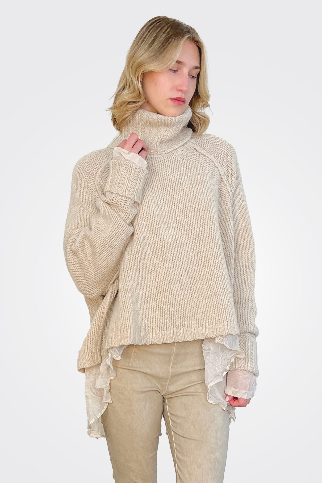 Boxy Knit Sweater - Bone Melange by Rundholz | 25 South Boutiques