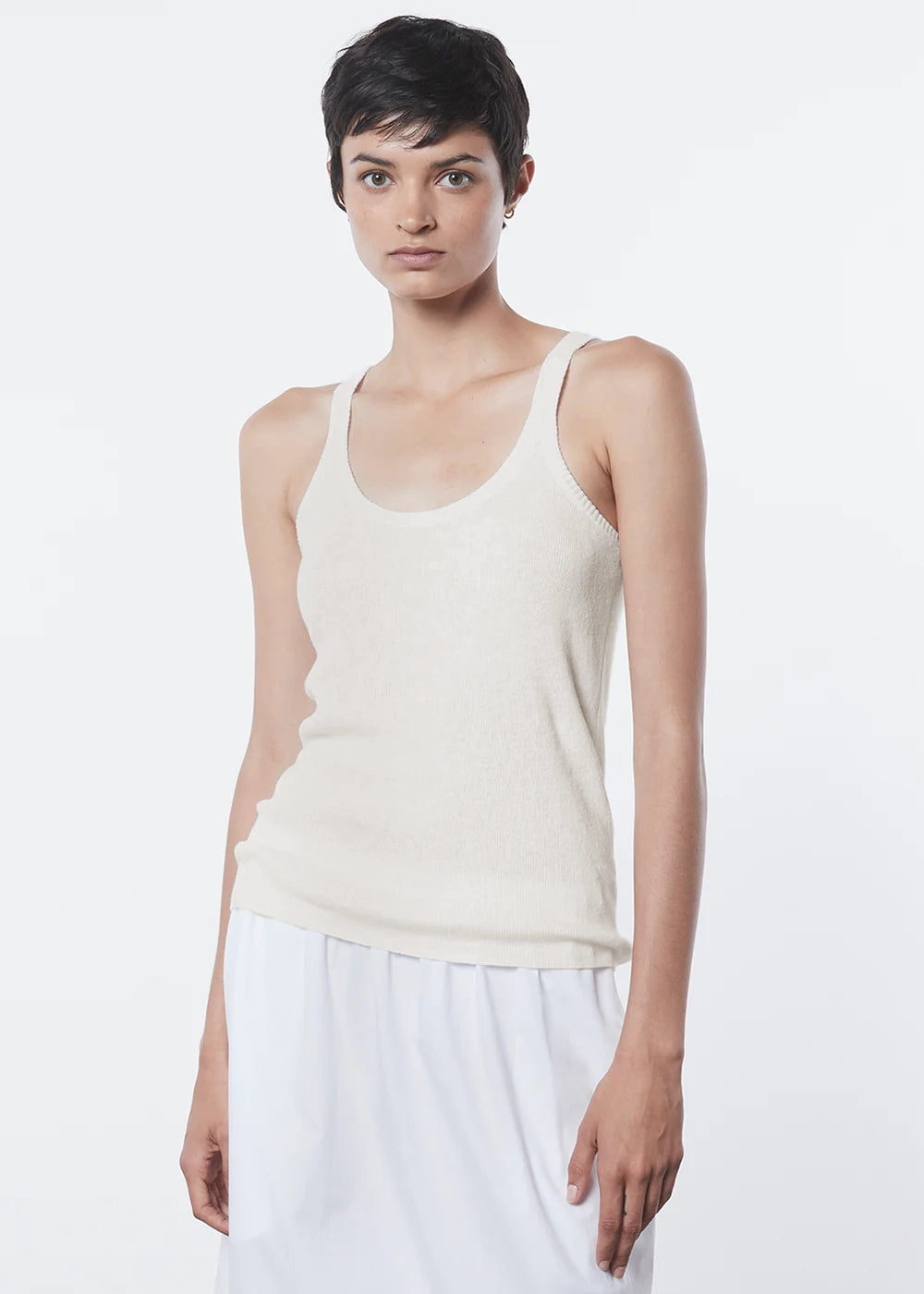Linen Knit Strappy Tank - Bone by Enza Costa | 25 South Boutiques