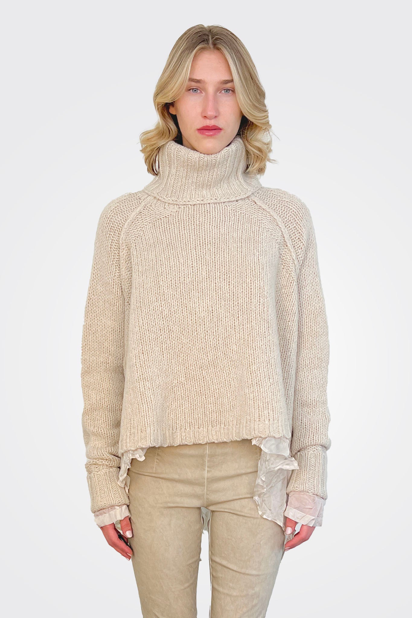 Boxy Knit Sweater - Bone Melange by Rundholz — alternate view