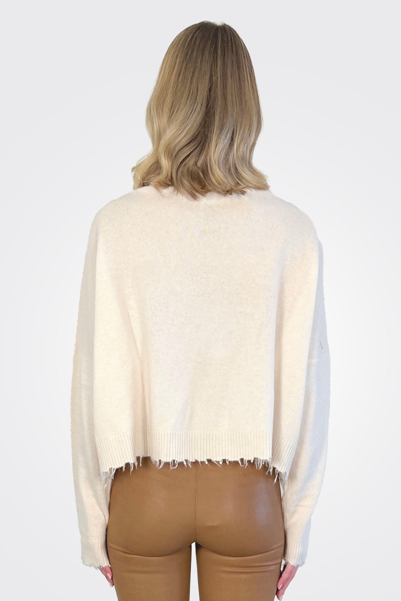 Raw Edge Mockneck Pullover - Bone by Rundholz — alternate view