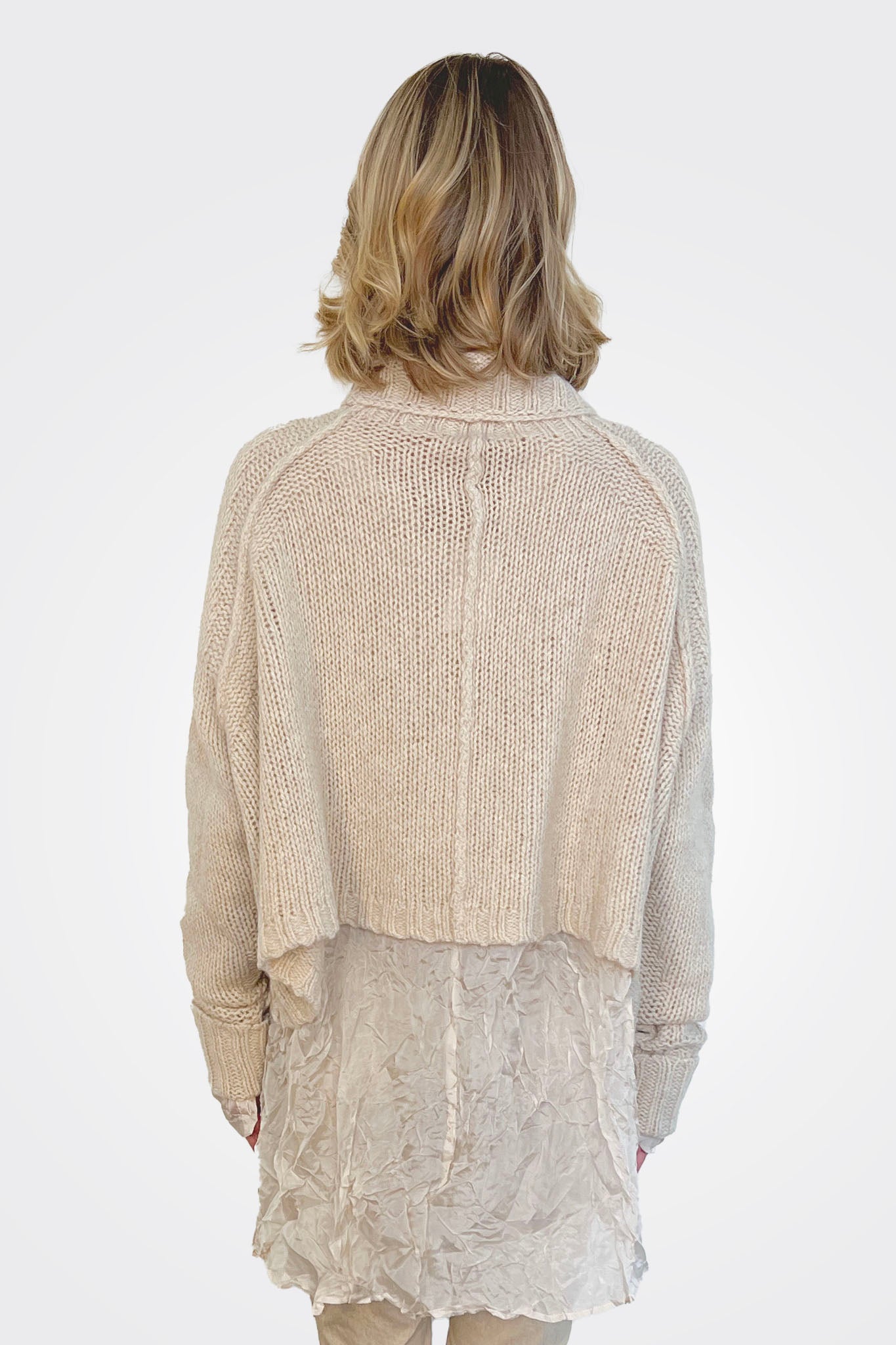 Boxy Knit Sweater - Bone Melange by Rundholz — view 3