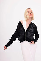 Bonsai Distressed Cotton Hemp Jacket - Black by Elaine Kim — view 4