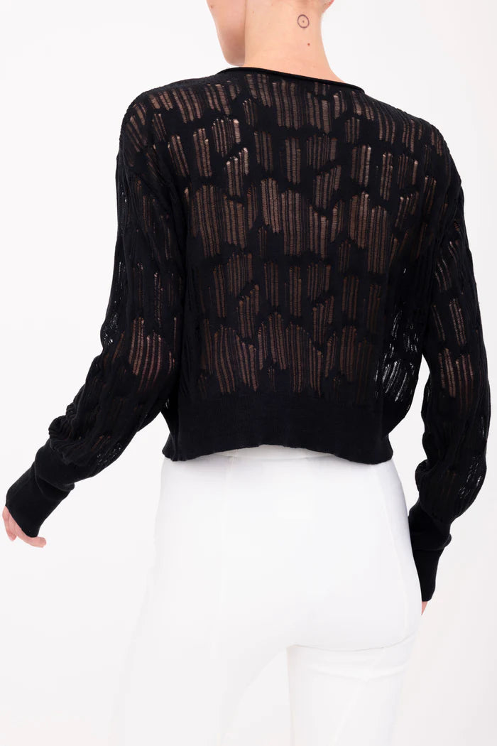 Bonsai Distressed Cotton Hemp Jacket - Black by Elaine Kim — view 3