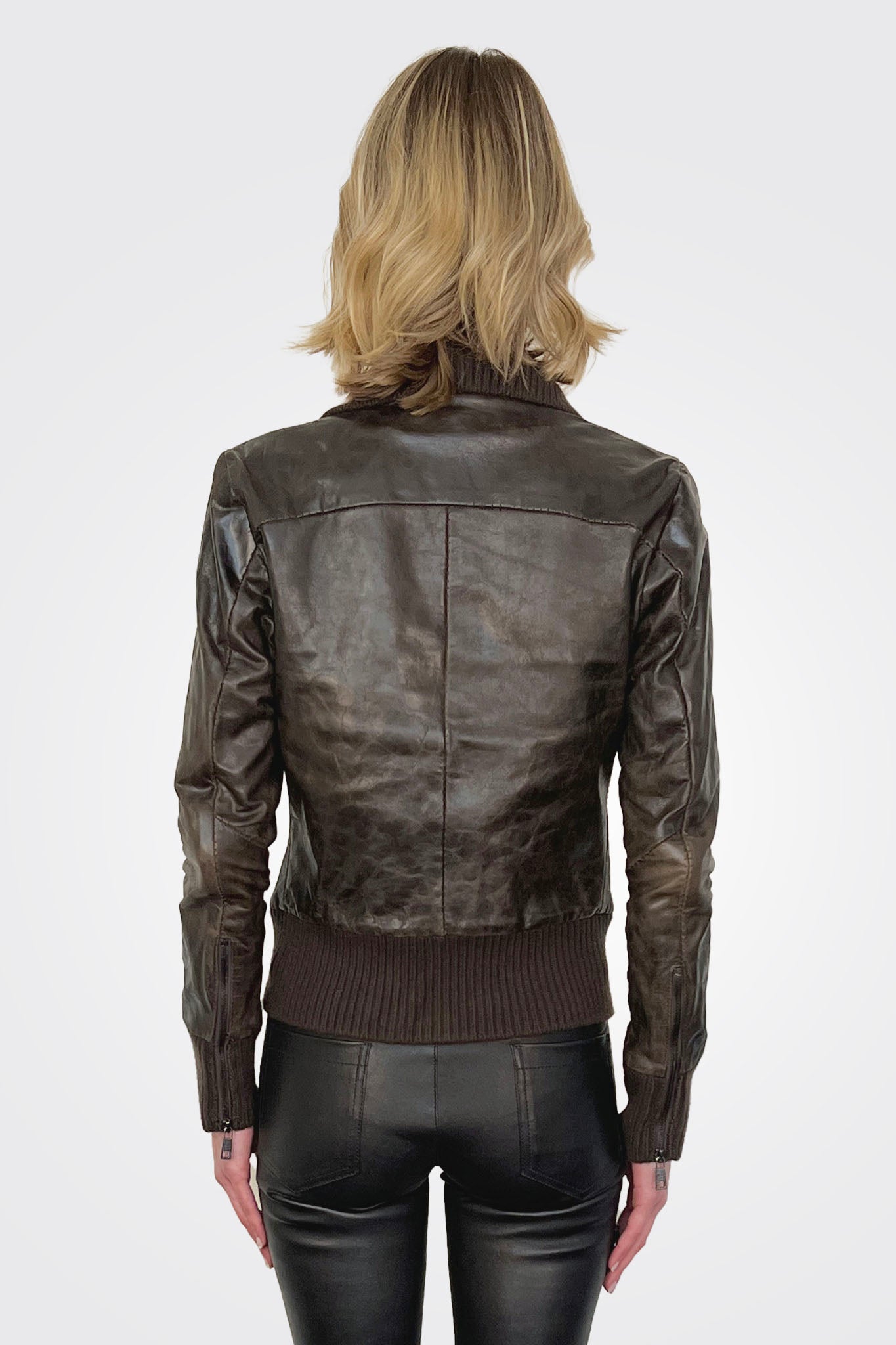 High Neck Bomber Leather Jacket - Box by Giorgio Brato — view 3