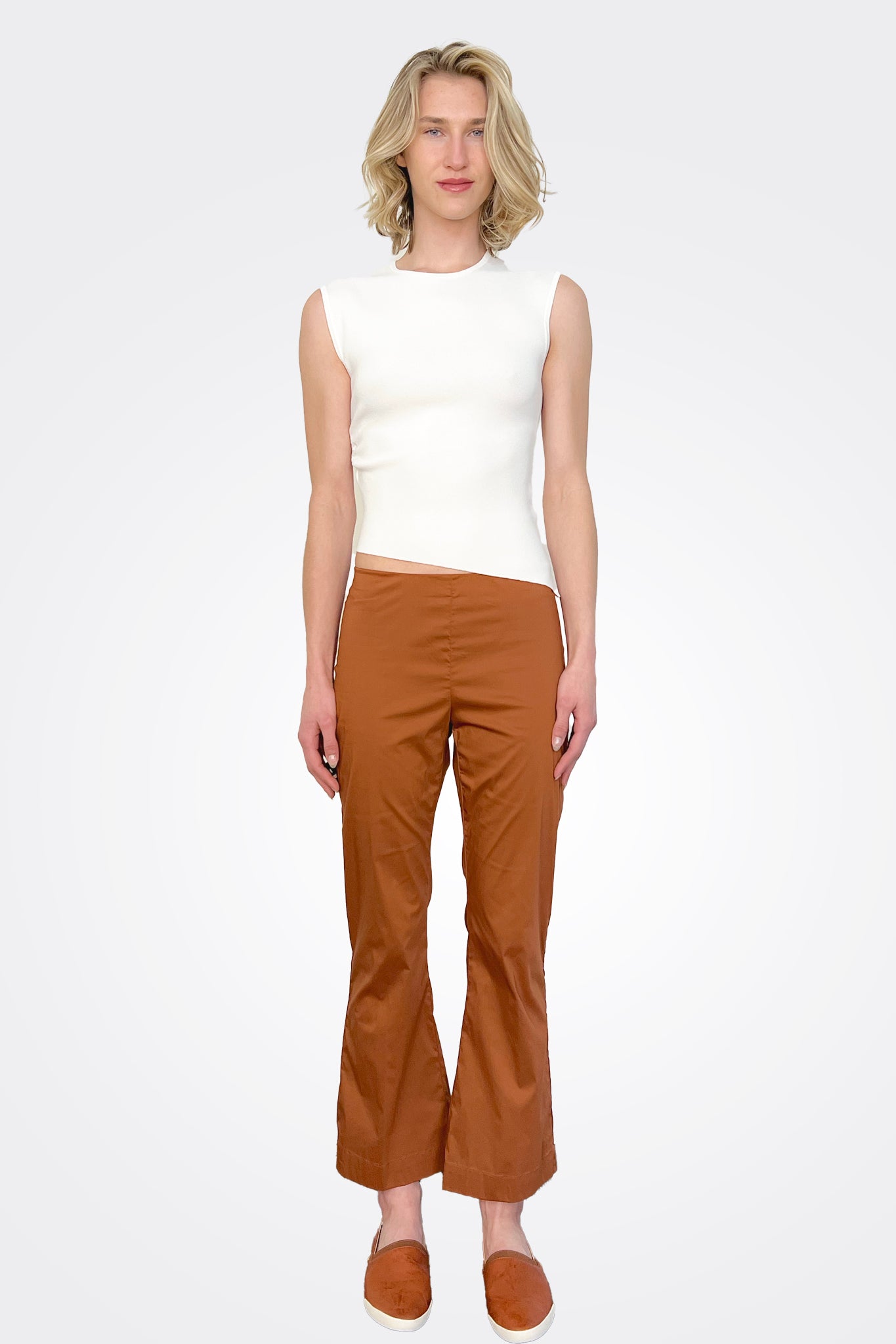 Stretch Poplin Trousers - Brown by Liviana Conti | 25 South Boutiques