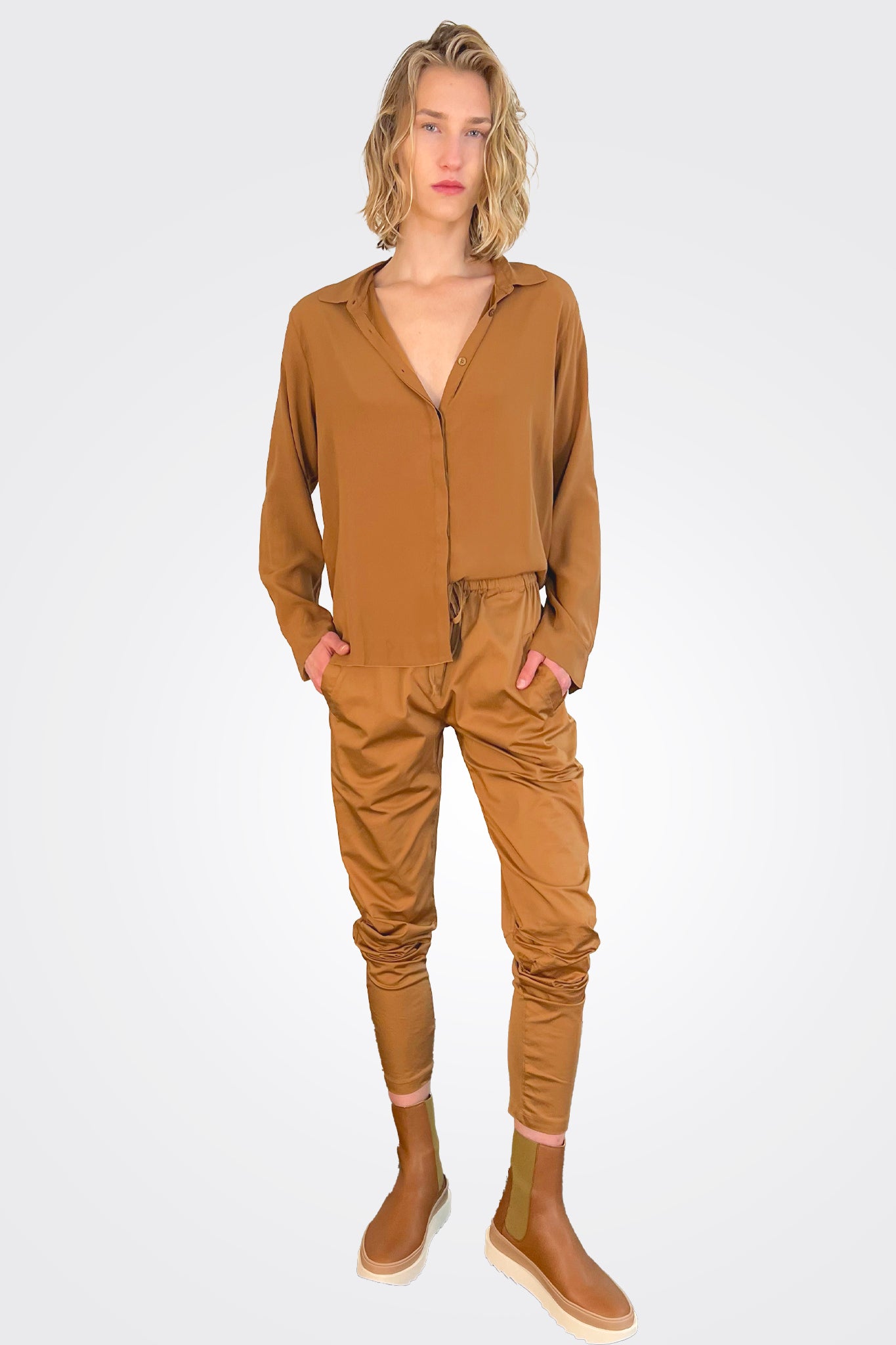 Casual Tapered Pants - Camel by Kristensen — alternate view