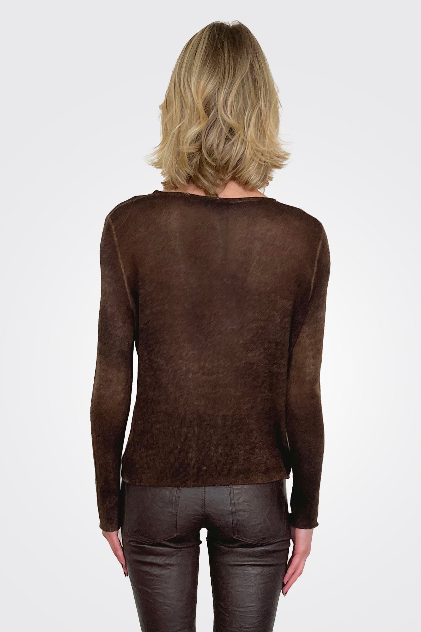 Reversible Cashmere Light Pullover - Brown Black by Avant Toi — view 3