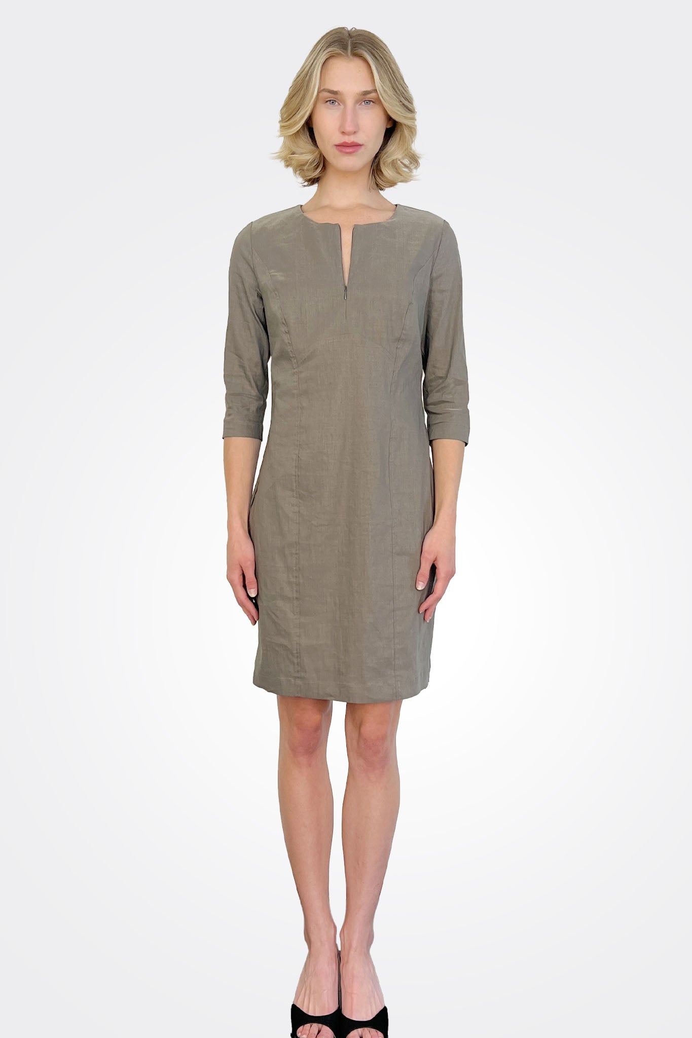 Sleeve Sheath Dress - Brown by Sarah Pacini | 25 South Boutiques
