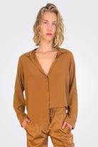Silk Satin Shirt - Camel by Kristensen | 25 South Boutiques