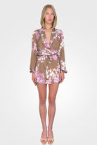Alfy Long Sleeve Mini Dress - Brown Pink by Rococo Sand | 25 South Boutiques