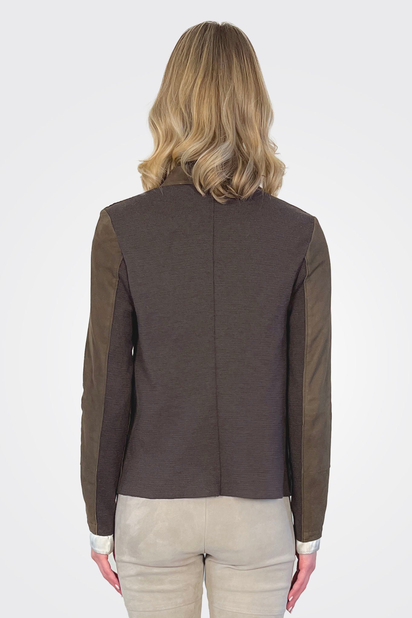 Leather Mixed Jacket - Brown by Transit Par-Such — view 3