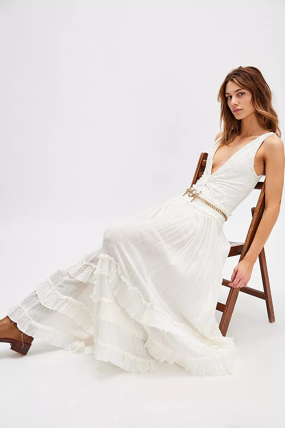 Brynn Maxi Skirt - White by Free People — view 4