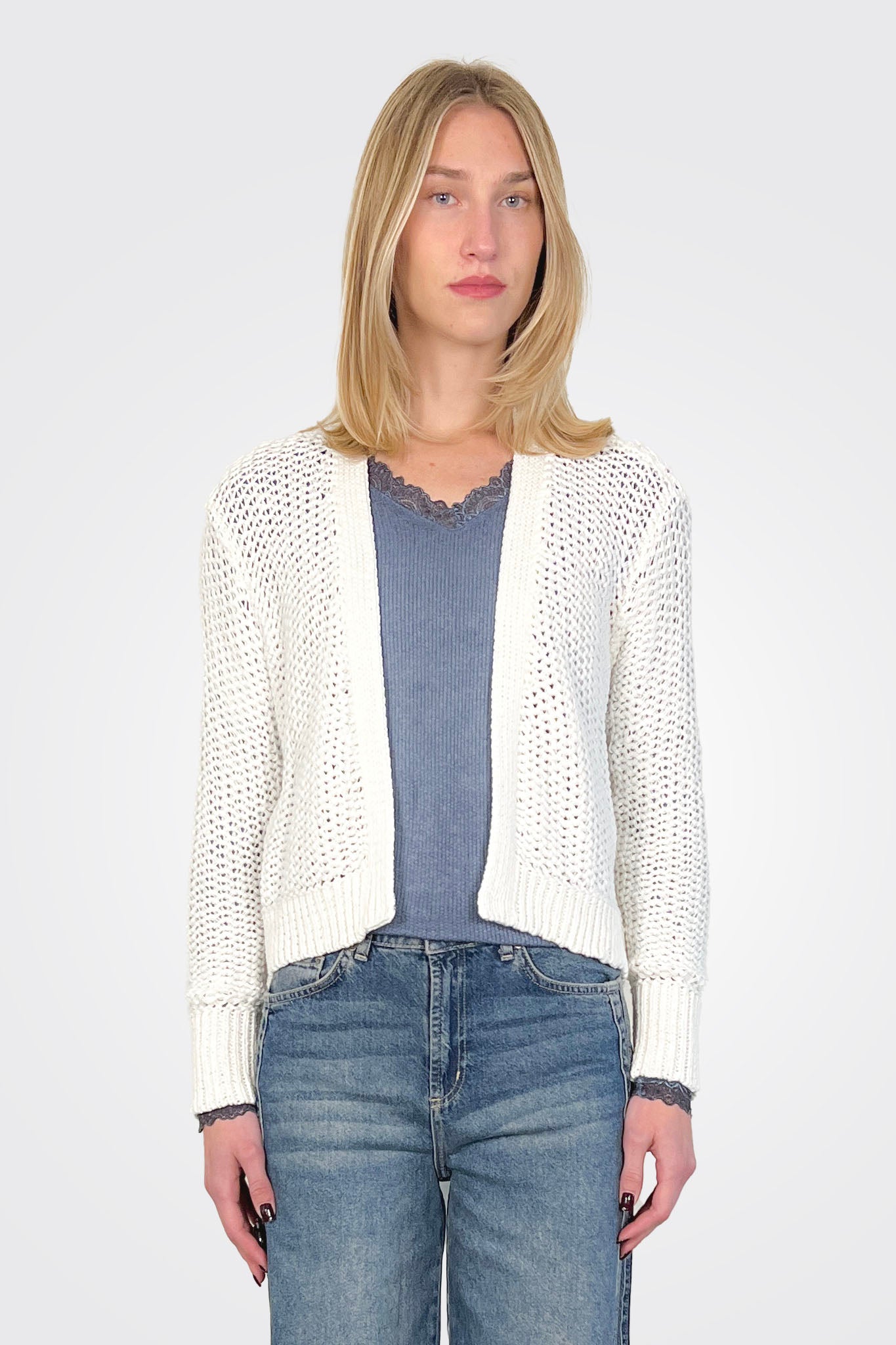 Maura Cropped Chunky Cardi - Breaker White by Wooden Ships | 25 South Boutiques