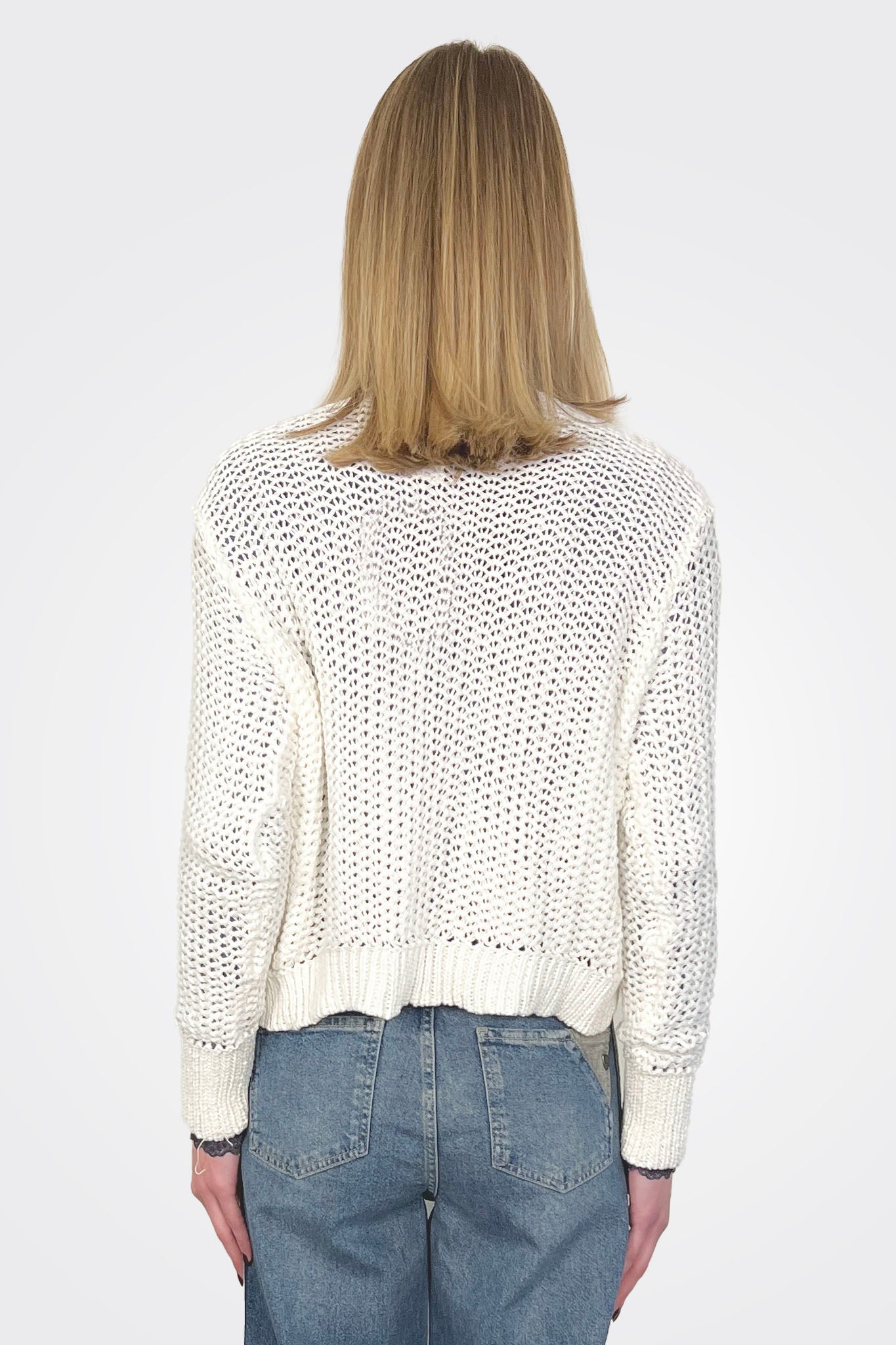 Maura Cropped Chunky Cardi - Breaker White by Wooden Ships — alternate view