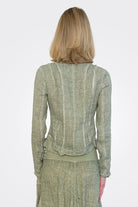 Linen Zip Jacket - Cactus by Inizio — view 3