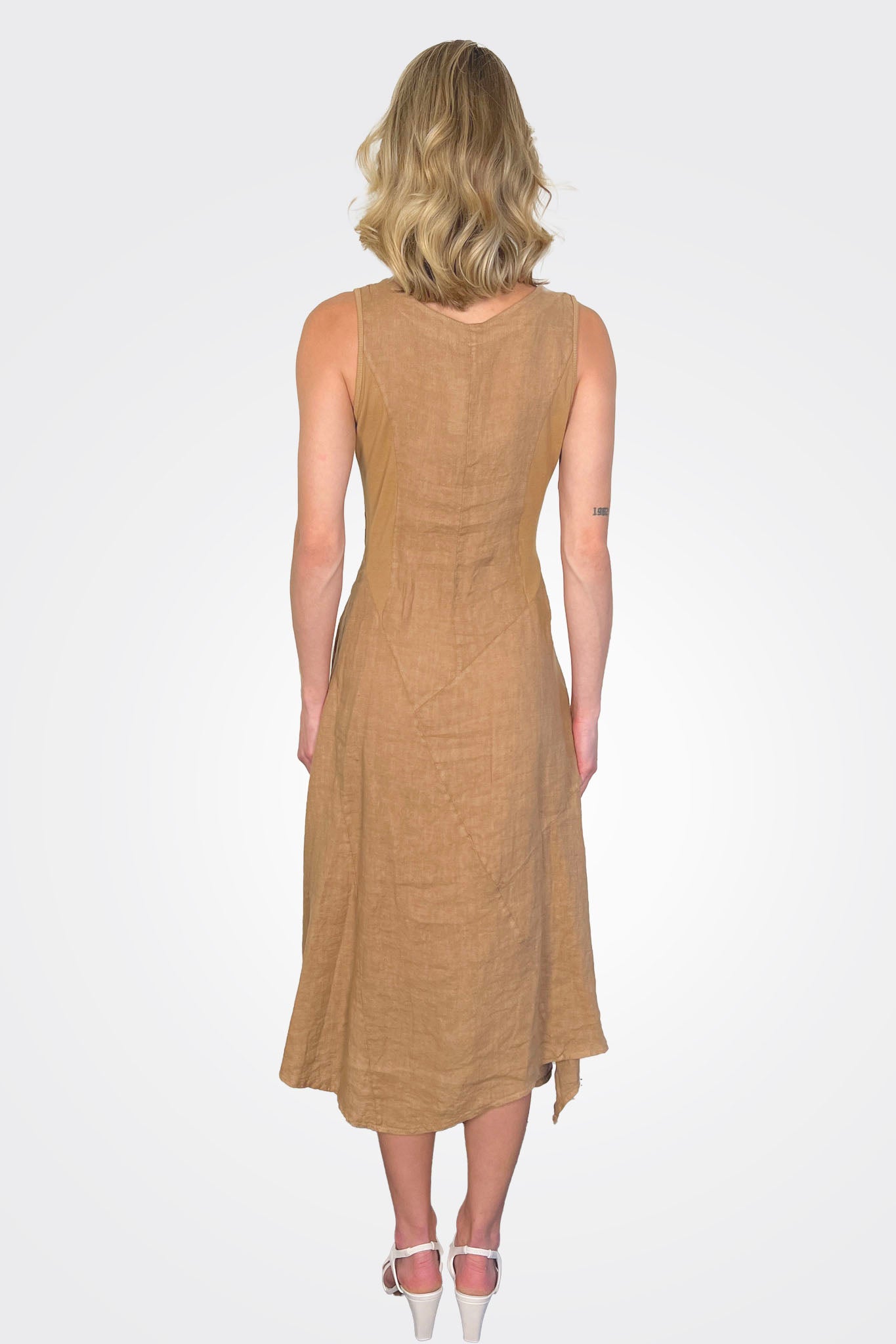 Linen Asym Dress - Cafe by Inizio — alternate view