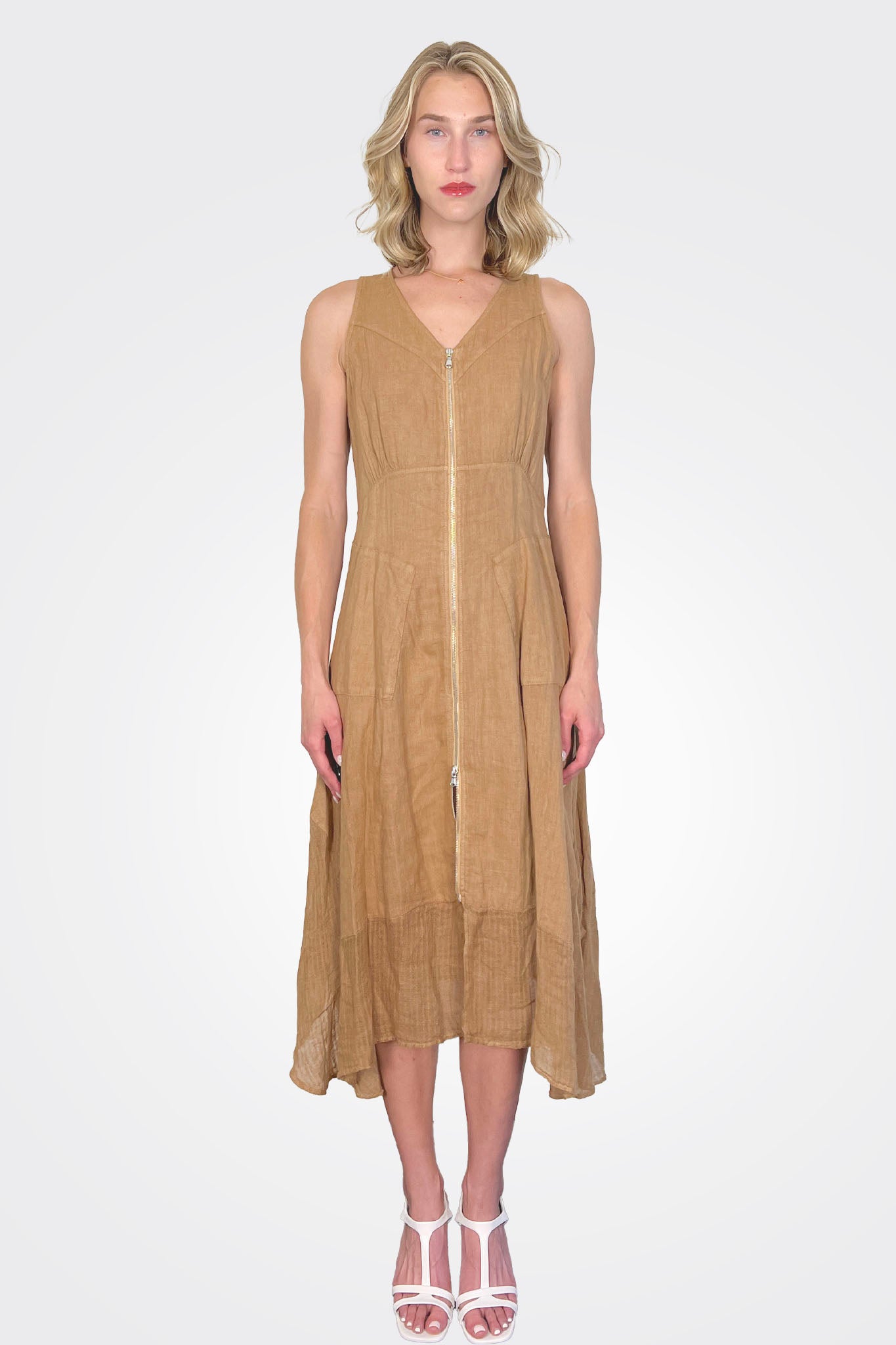 Linen Zip Up Dress - Cafe by Inizio | 25 South Boutiques