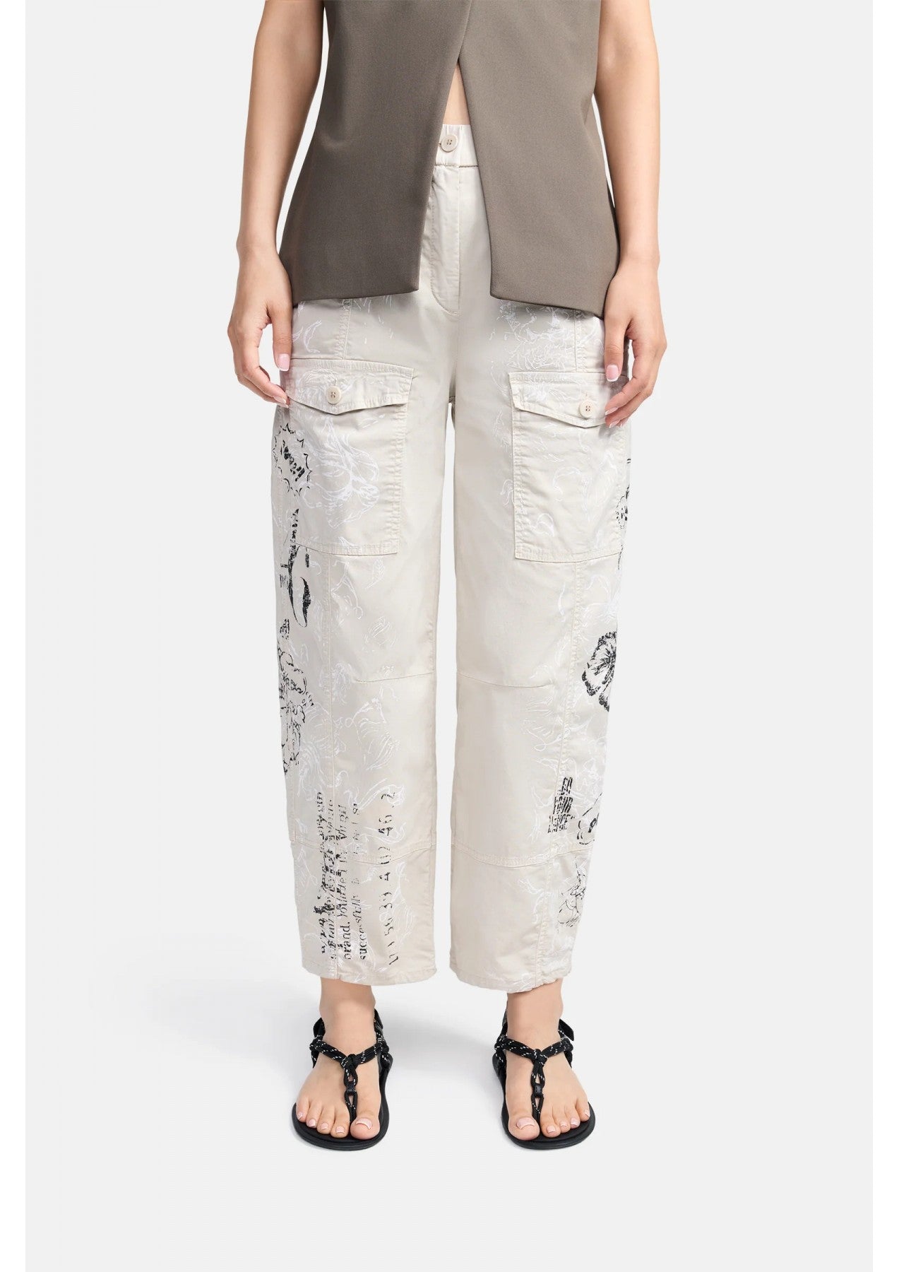 Orange O Shape Trousers - Beige by Cambio — alternate view