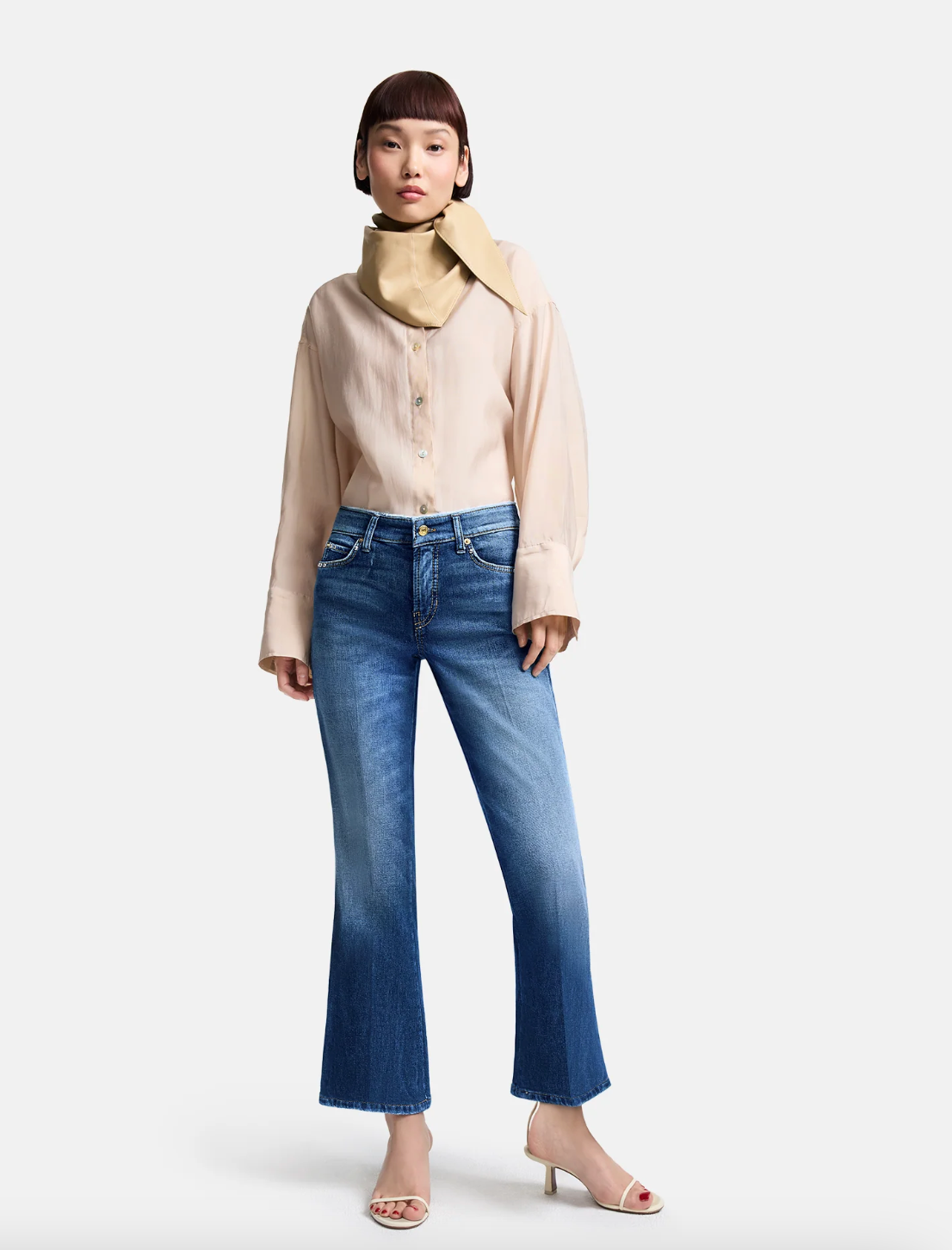 Francesca Flared Fit Cropped Jeans - Hemp Authentic Fringe by Cambio — alternate view