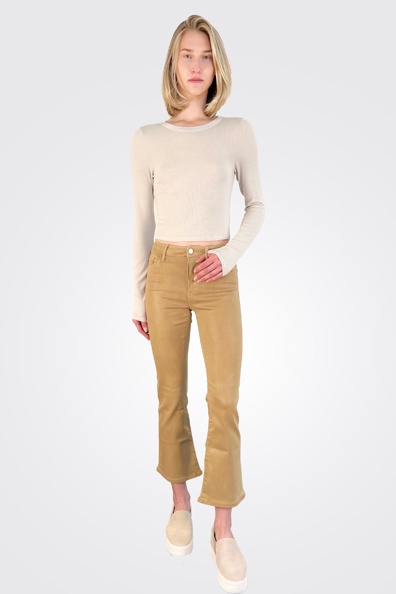 Le Crop Mini Bootcut - Light Camel Coated by Frame | 25 South Boutiques