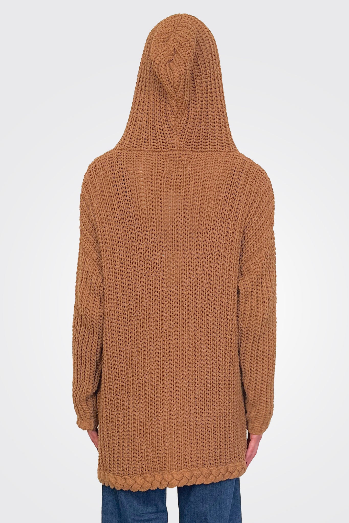 Knit Hooded Cardigan - Camel by The Nu Vintage — view 3