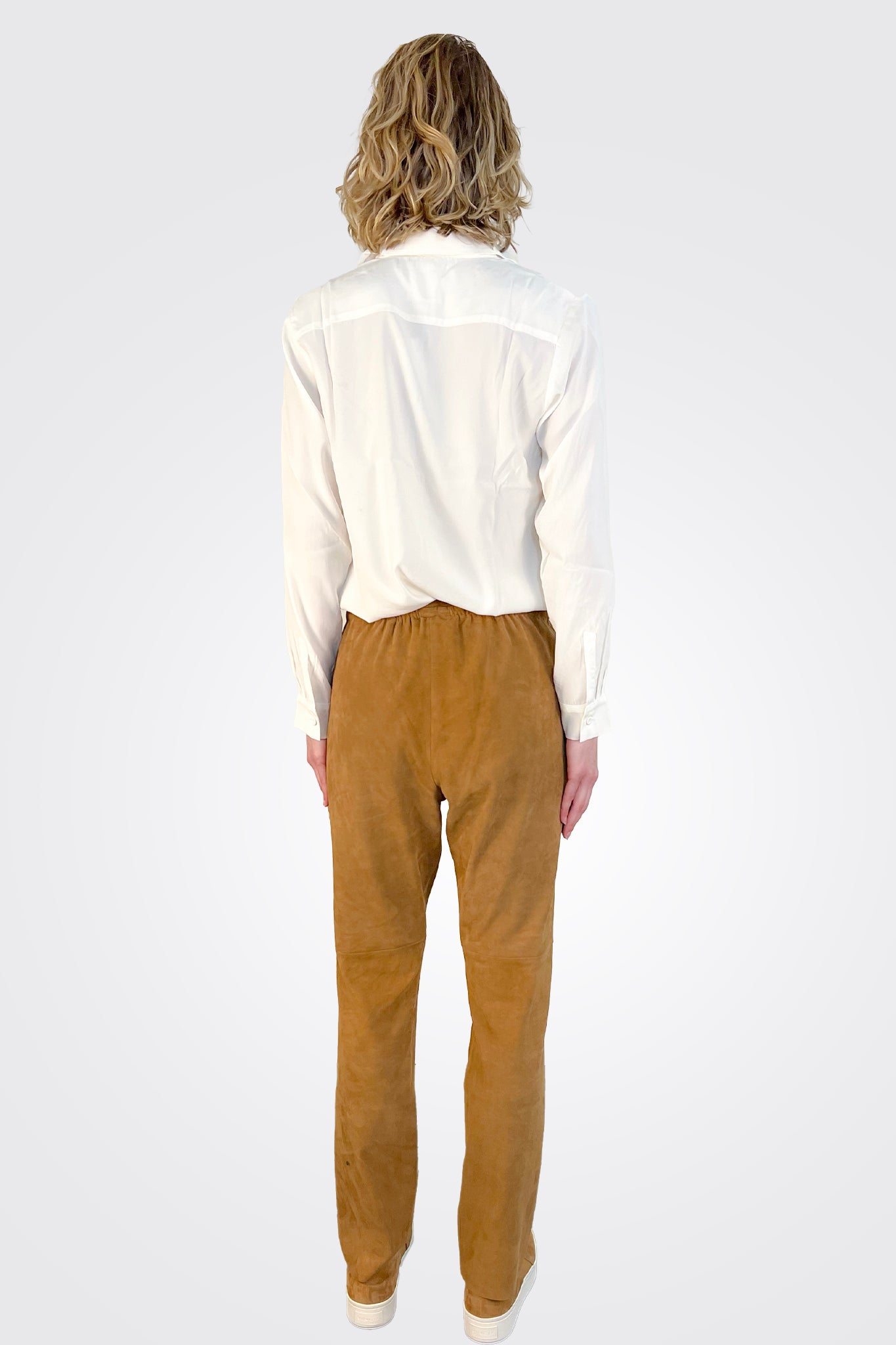 Suede Straight Leg Pants - Camel by Kristensen — view 3