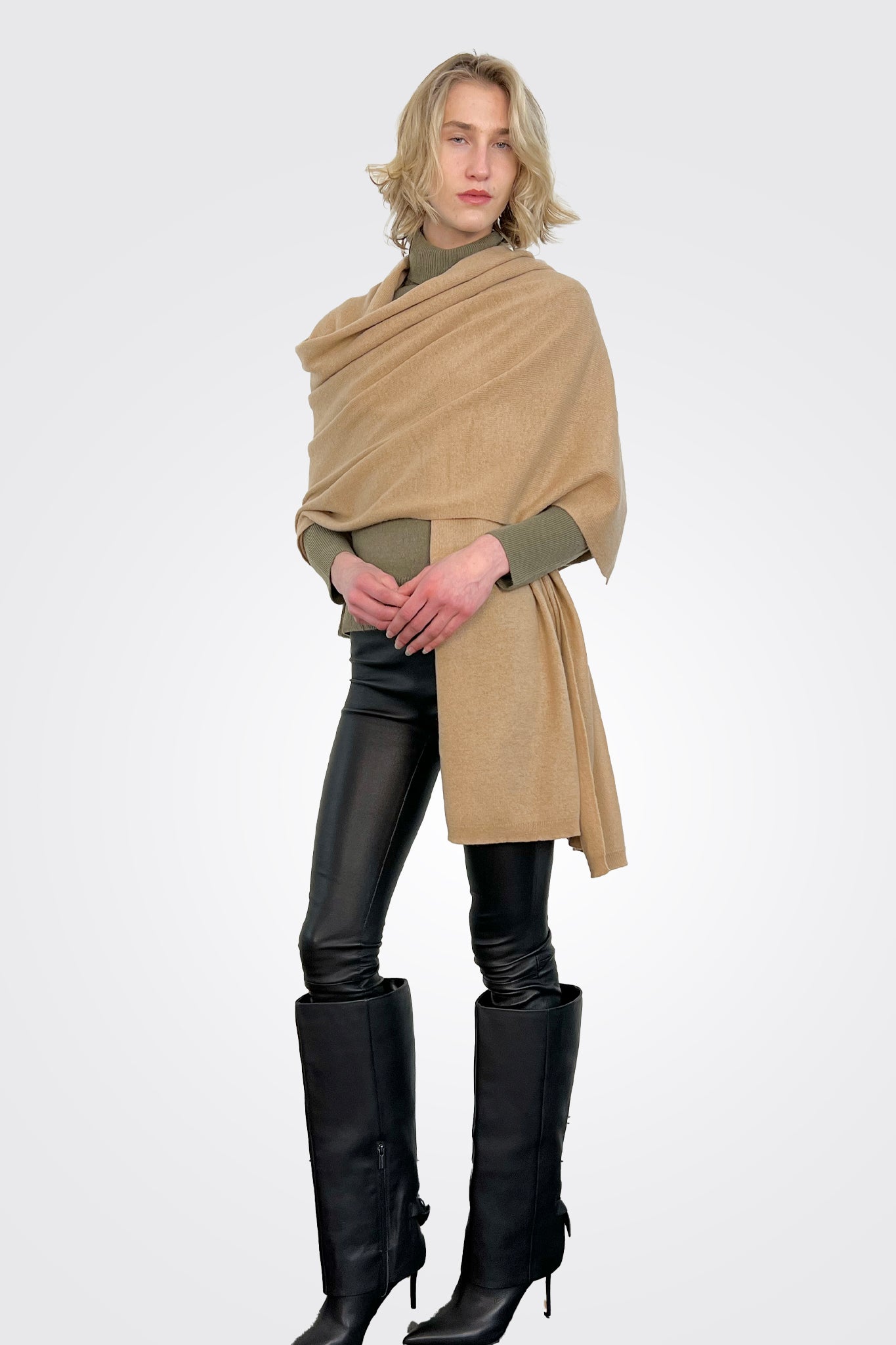 Cashmere Luxe Travel Wrap - Baby Camel by Alashan Cashmere — view 3