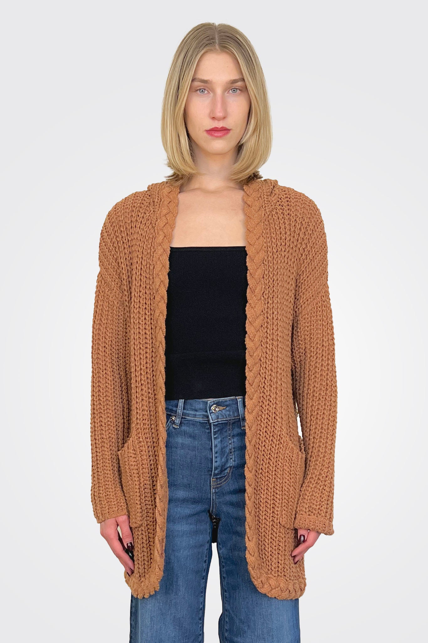 Knit Hooded Cardigan - Camel by The Nu Vintage | 25 South Boutiques