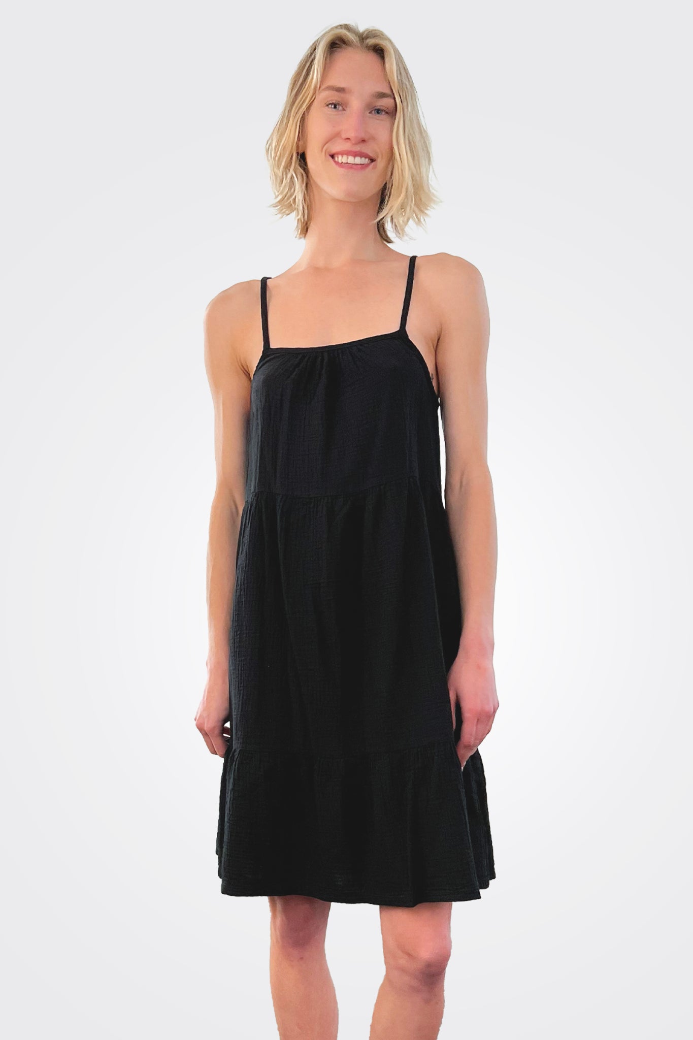 Cami Tiered Dress - Black by Bobi — alternate view