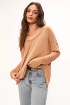Mae Textured Relaxed V Neck L/S - Caramel by Project Social T | 25 South Boutiques