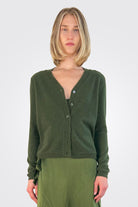 Button Down Cardigan - Utility Green by Brazeau Tricot | 25 South Boutiques