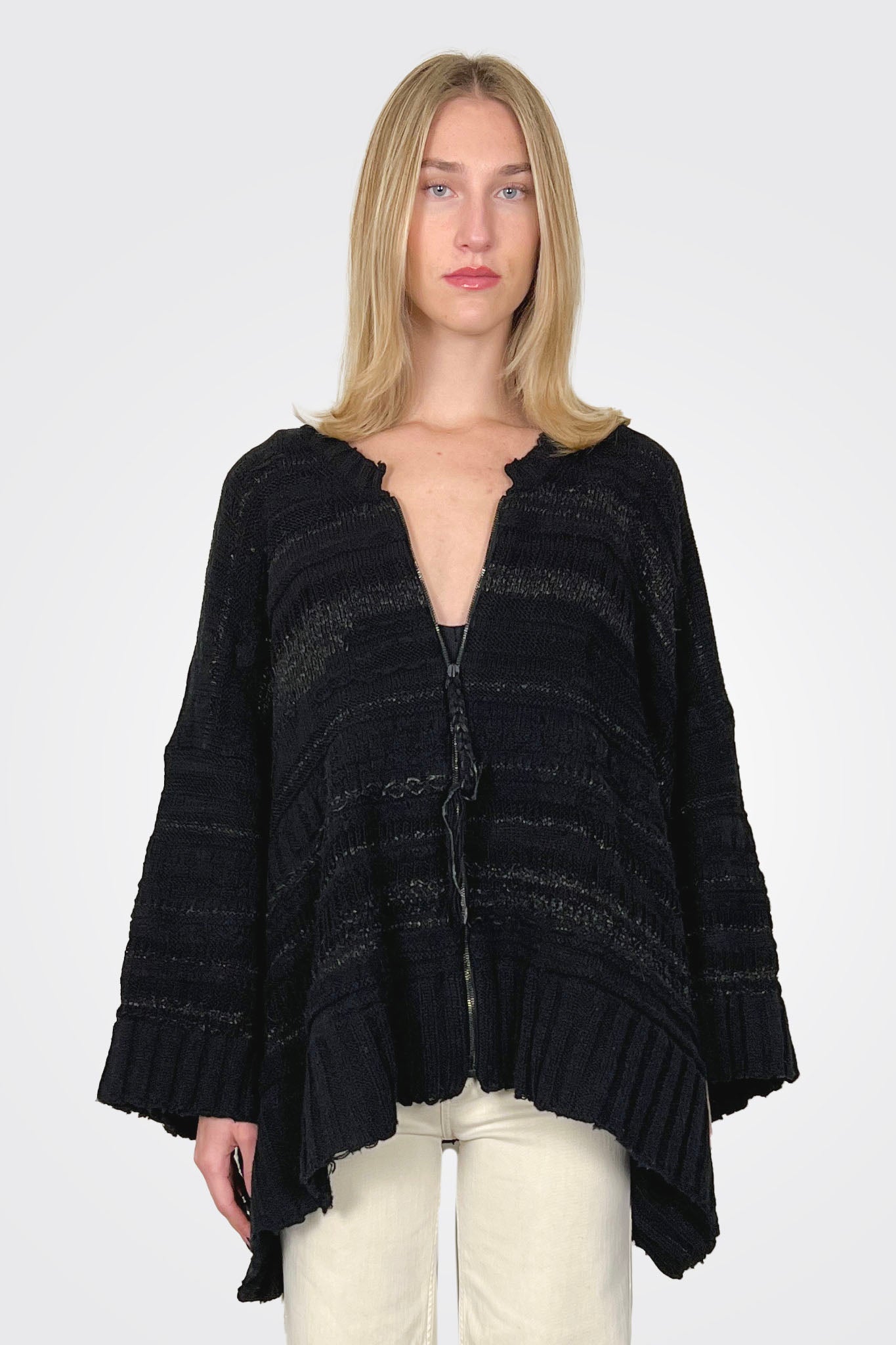Boxy Maxi Knitted Cardigan - Black by Serie Numerica — alternate view