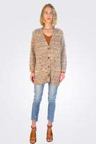 Olive Sweater Cardigan - Melange Multi by HelloNite — alternate view