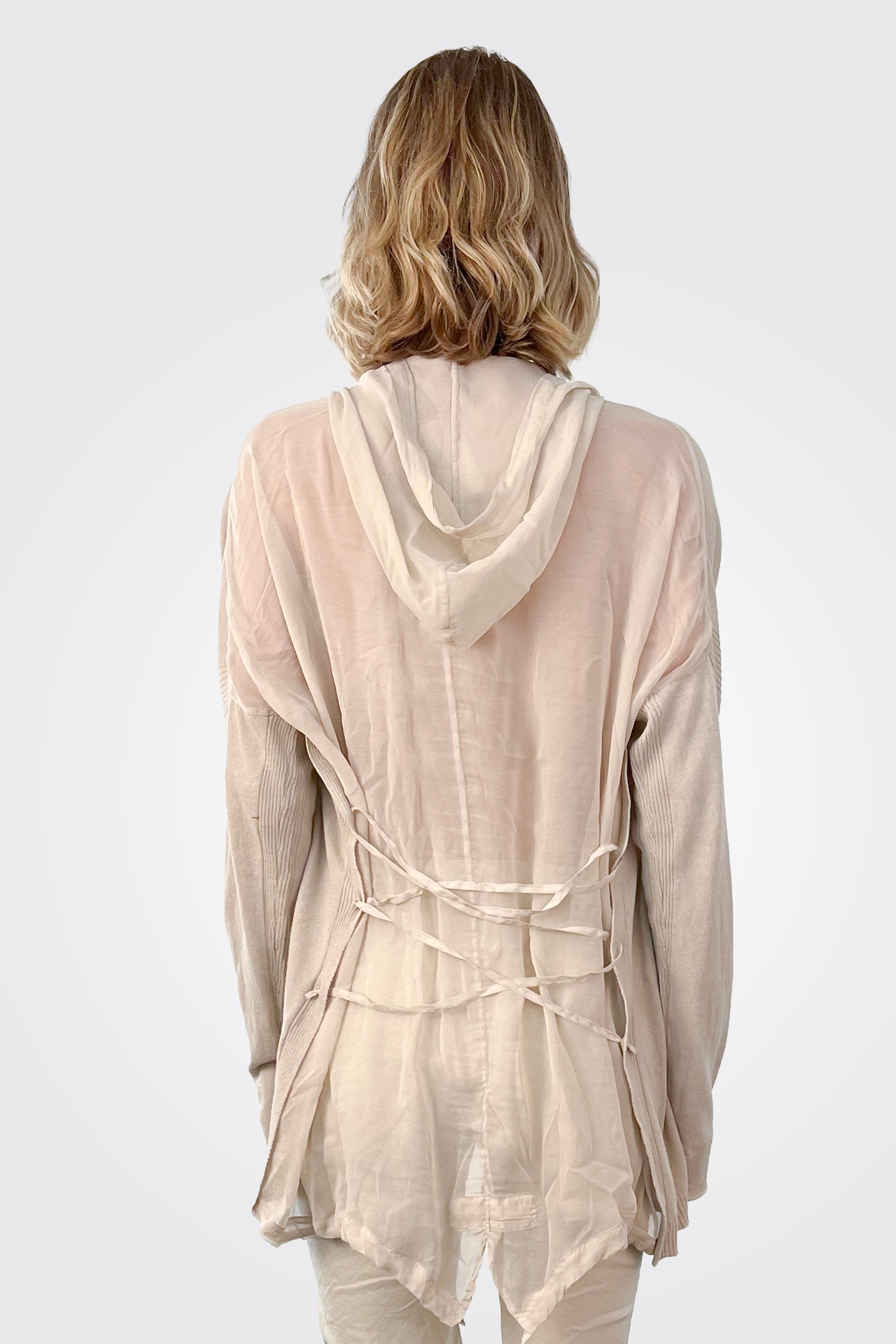 Cappuccio Hooded Knit Cardigan - Flint by Masnada — alternate view